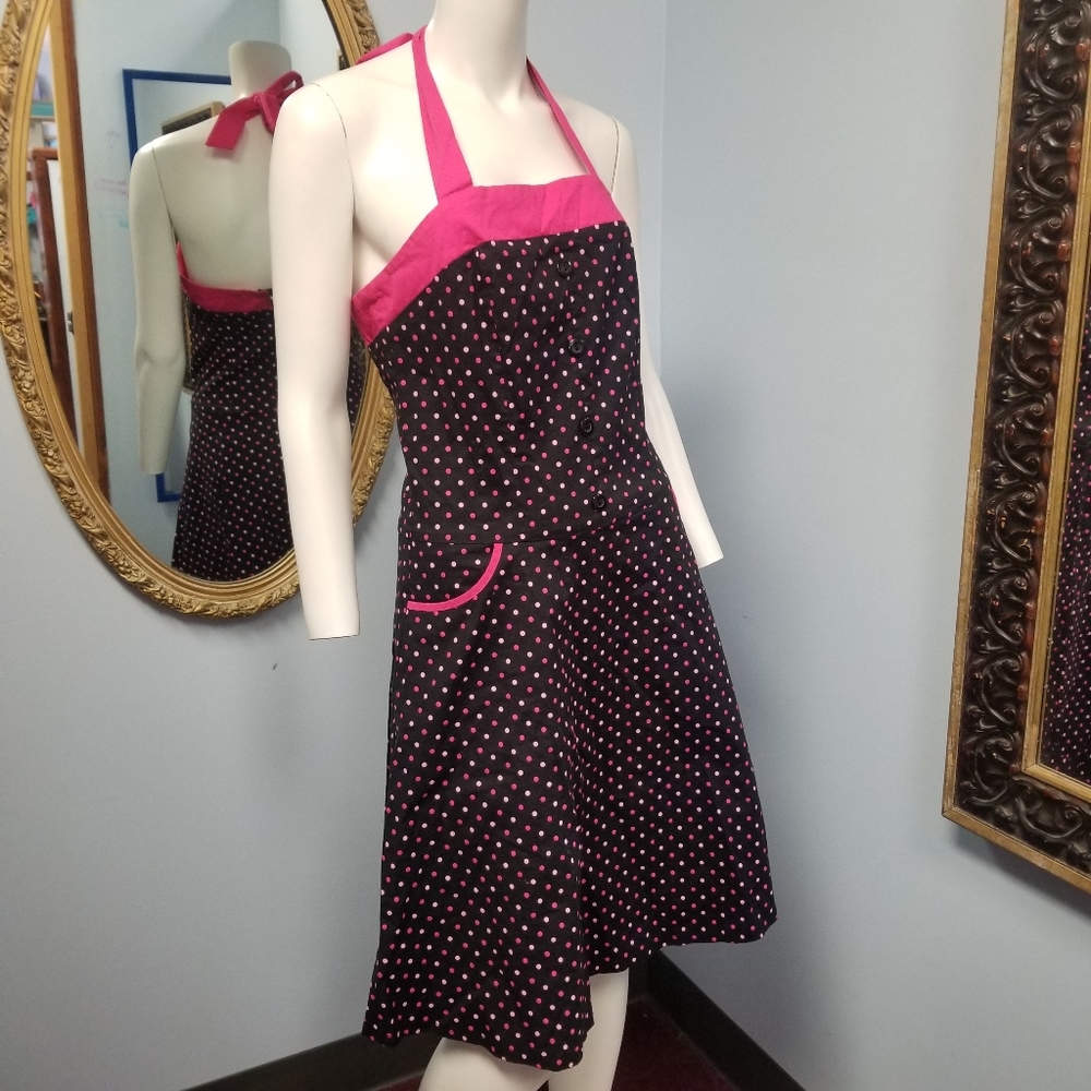 Vintage 90s Morbid Threads rockabilly pinup halter dress Large vtg goth